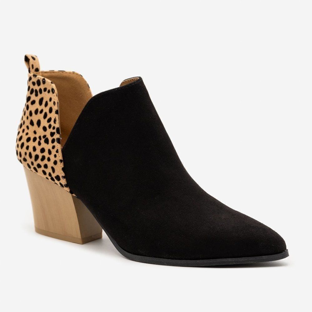 New Qupid Nava Black Leopard Ankle Booties 6